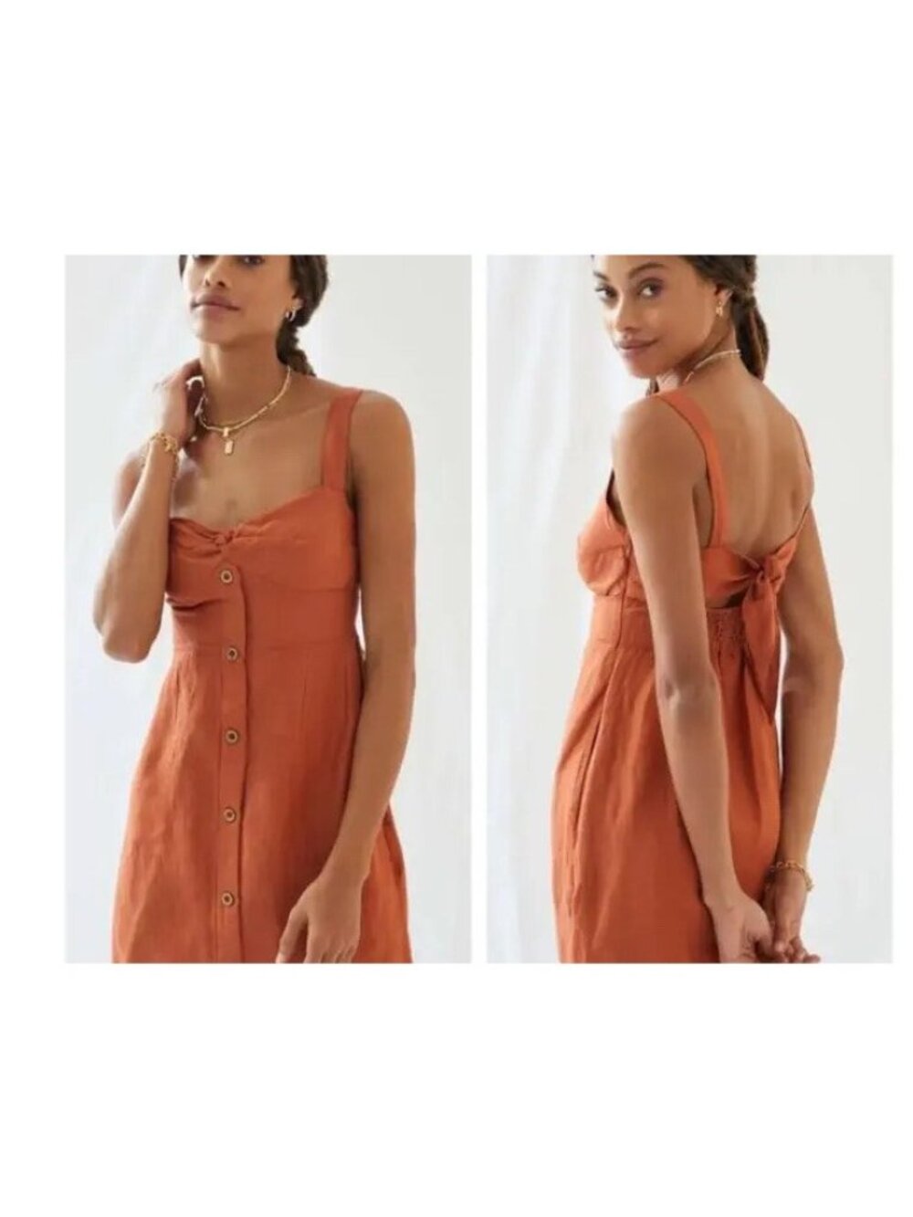 New Anthropologie Maeve Twist-Front Mini Dress Size L $148 button open back NWT